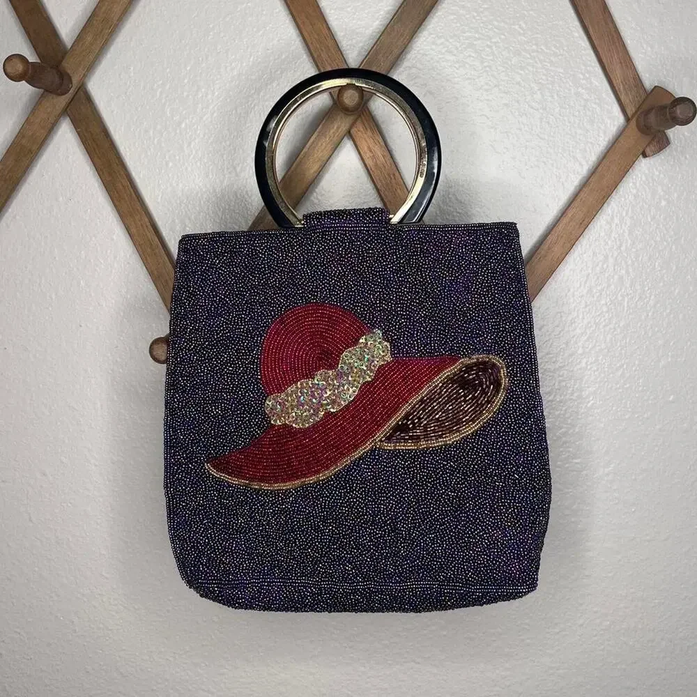 Alyce purple beaded purse with